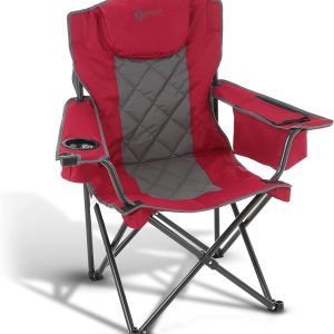 ARROWHEAD OUTDOOR Portable Folding Camping Quad Chair w/ 6-Can Cooler, Cup & Wine Glass Holders, Heavy-Duty Carrying Bag, Padded Armrests, Headrest & Seat, Supports up to 450lbs, USA-Based Support