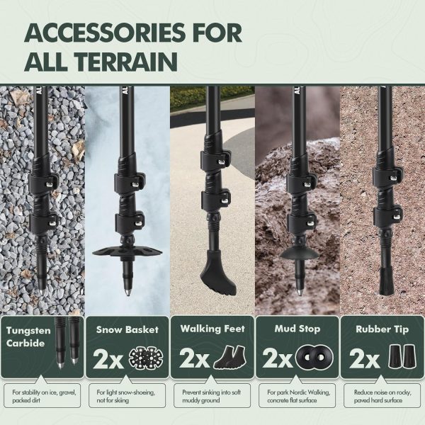 KINGGEAR Nordic Walking Stick, TP1 Hiking Poles Retractable Lightweight 7075 Aluminum, Trekking Poles with Flip Lock, Natural Cork and EVA Grip, 2pc Hiking Gear - Image 5