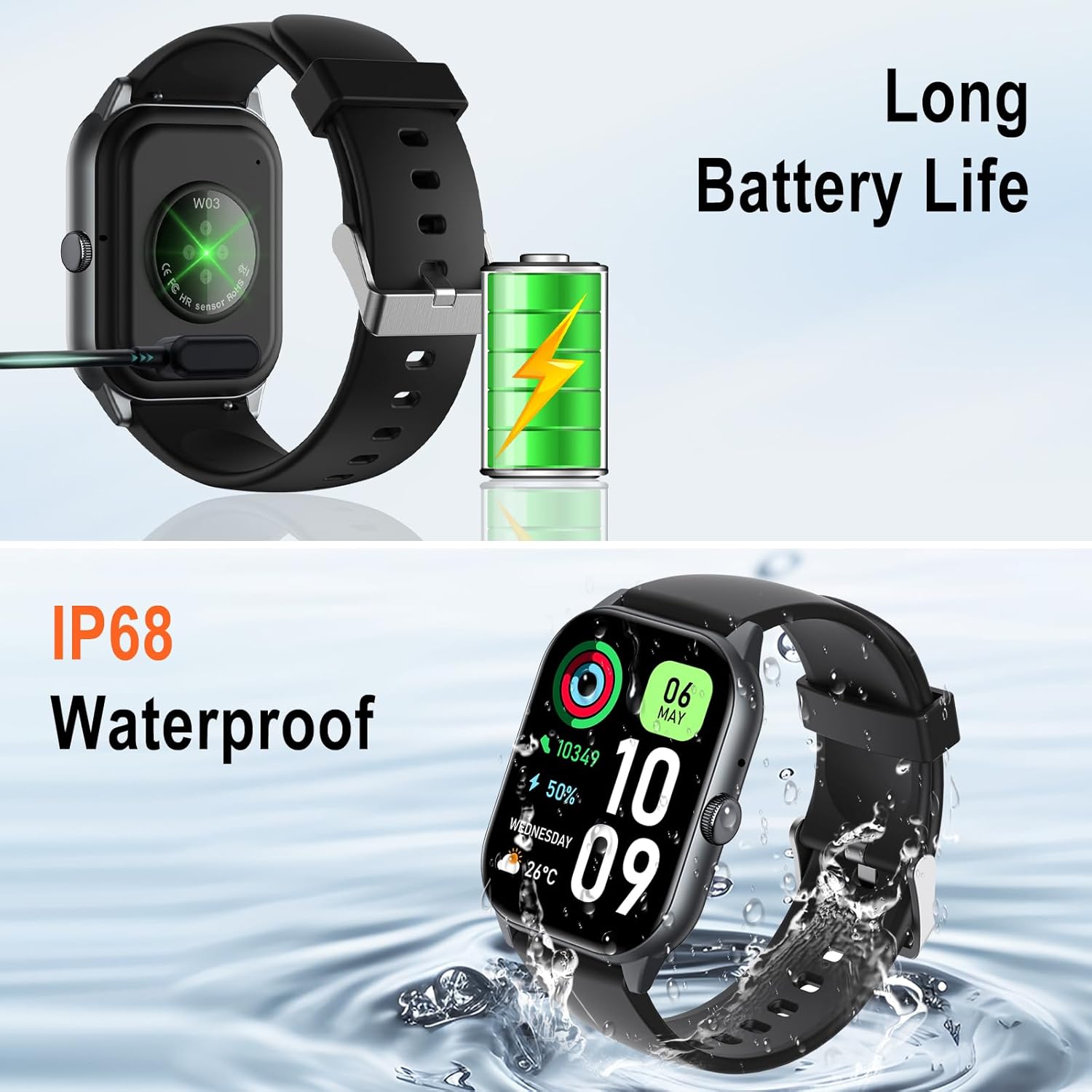 Smart Watch for Men Women Answer/Make Calls,Smartwatch with Heart Rate Sleep Counter Fitness Tracker, 100+ Sport Modes IP68 Waterproof Step Counter Smartwatch for iOS Android. - Image 3