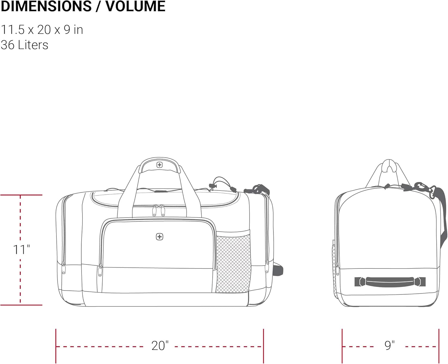 SwissGear Apex Duffle Bag for Travel and Gym with Bungee-Cord System - Image 4